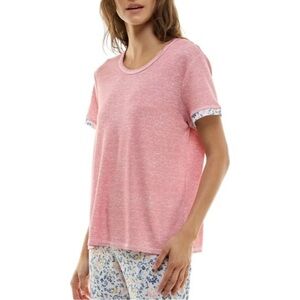 Roudelain Double Sleeve Waffle Knit Pajama Top Bridal Rose NWT Size L